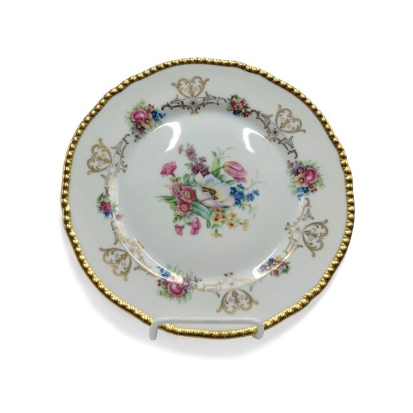 Royal BAYREUTH BAVARIA Chatham Plate Floral Design Gold Trim Germany Vintage 10" - Picture 1 of 8